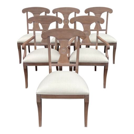 2010s Ethan Allen New Country Collection Contemporary Maple / Birch Dining Chairs in Mushroom With White Glaze - Set of 6 (33-6410) - Image 2