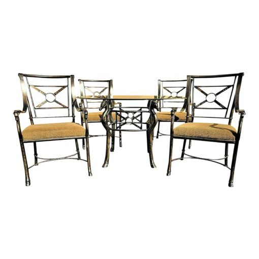 5 Piece Equestrian Horse Heads Jacques Adnet Hermes Style Iron Dining Set - Image 2