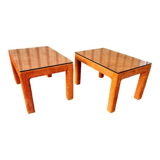 A Pair of Vintage Mid Century Modern Fully Upholstered Side Tables Circa 1970s. - Image 2