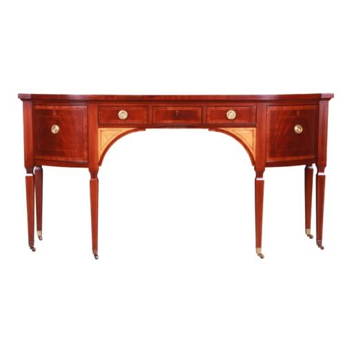 Baker Furniture Stately Homes Sheraton Bow Front Inlaid Mahogany Sideboard - Image 2