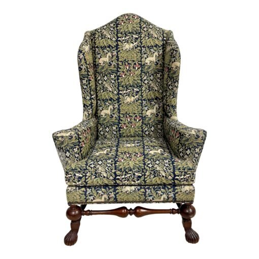 Baker Stately Homes Collection Irish Mahogany Wing Chair in a Custom William Morris Fabric - Image 2