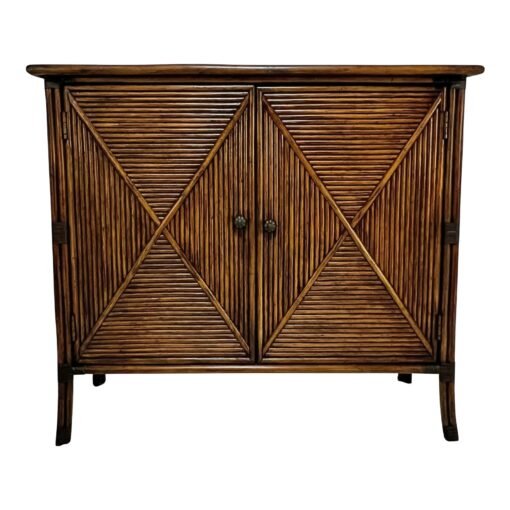 C. 1980s Split Bamboo and Pine Hall Cabinet in the French Style - Image 2