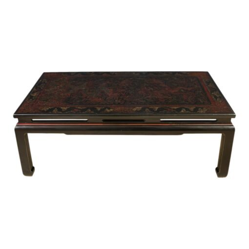 Chinese Black and Rouge Lacquer Etched Coffee Table - Image 2