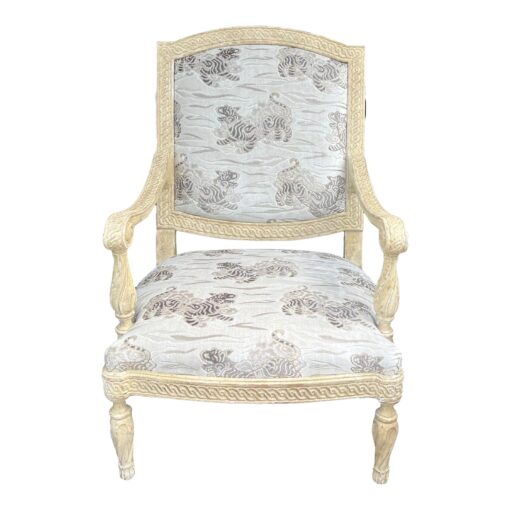 Dennis & Leen for Formations Carved Italian Arm Chair W Clarence House Tiger Velvet - Image 2