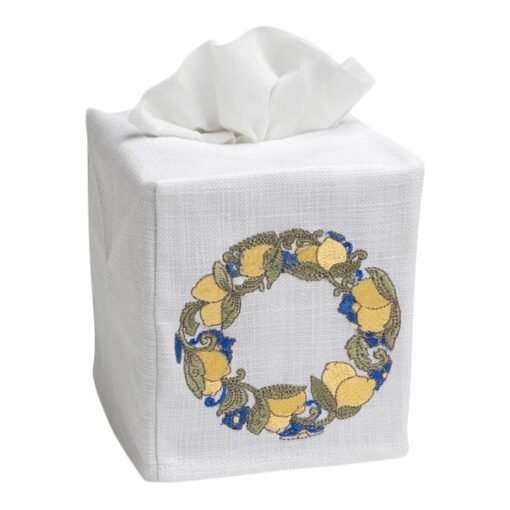 French Country Lemon Wreath Tissue Box Cover - Image 2