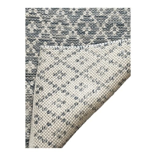 New! Dash & Albert by Annie Selke Melange Diamond Blue Woven Cotton Rug, 2'6" X 8'