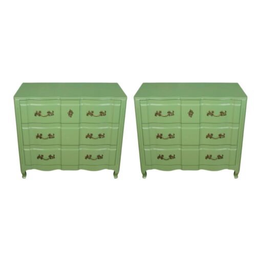 Painted Green French Provincial Chests - A Pair - Image 2