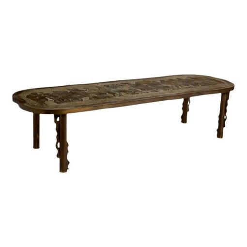 Philip and Kelvin LaVerne Acid Etched and Bronze "Romanesque" Coffee Table - Image 2