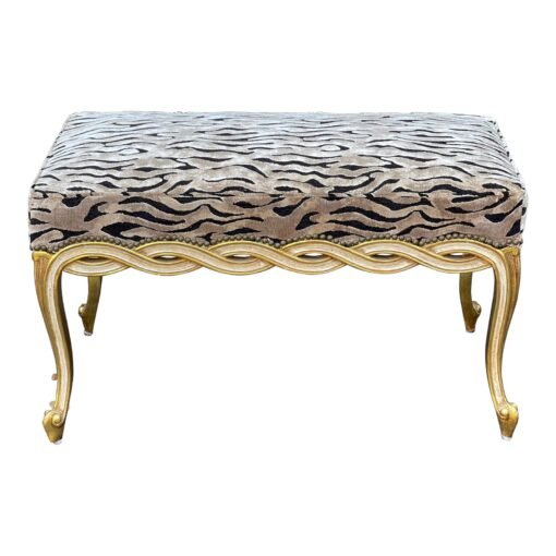 Regency Style Giltwood Ribbon Bench W Zebra Velvet by Randy Esada Designs