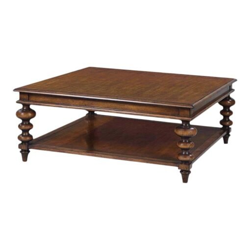 Rustic Walnut Finish Square Coffee Table