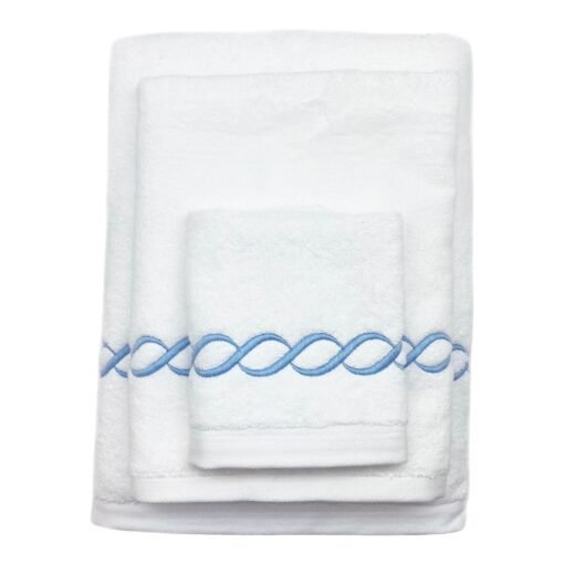 Scalloped Chain Towel Set in Light Blue - 3 Pieces - Image 2