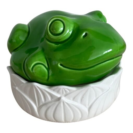 Vintage Shallow Porcelain Frog Container Box - Image 2